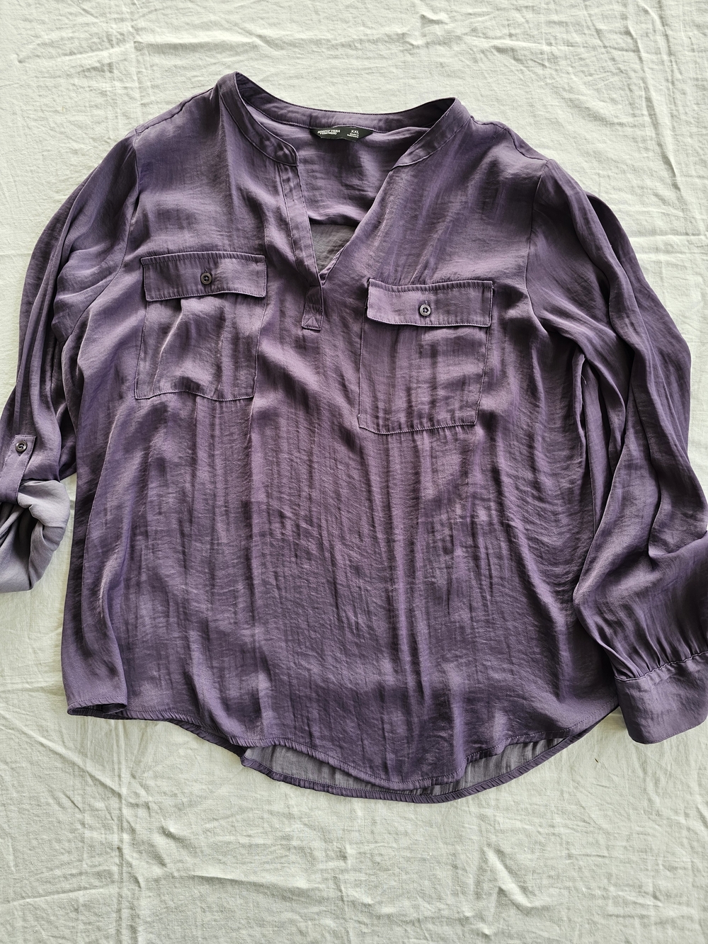 Vera Women's Purple V-Neck Pop Over Blouse Size XXL